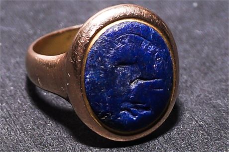 Lapis and Gold Signet Ring