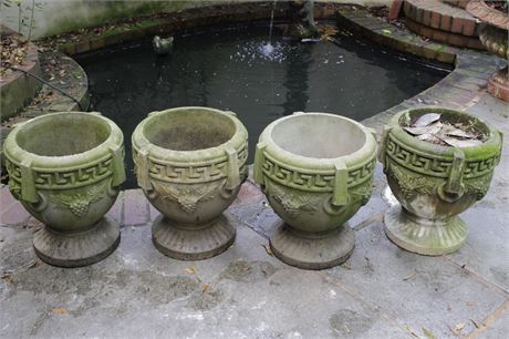 Set of Four Neoclassical Cast Stone Planters