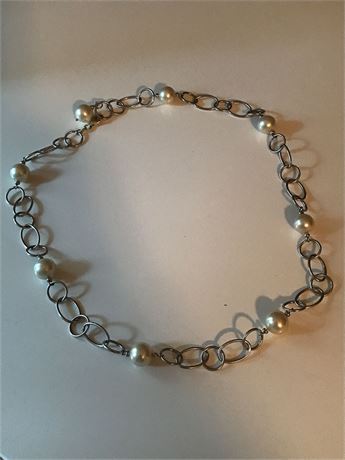 Silver and Costume Pearl Necklace