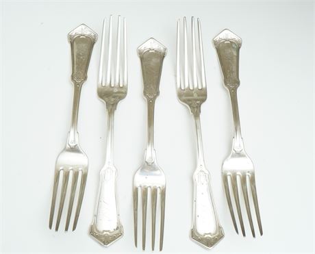 Five Sterling Silver Dinner Forks