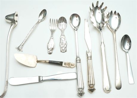 Group Lot of 11 Silver Plated Serving Utensils