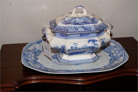 Antique Lidded Tureen and under Plate