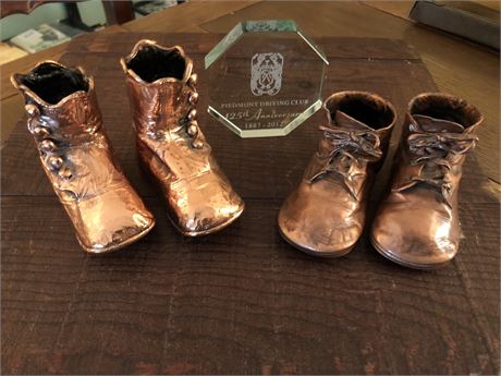Two Pairs of Bronze Baby Shoes