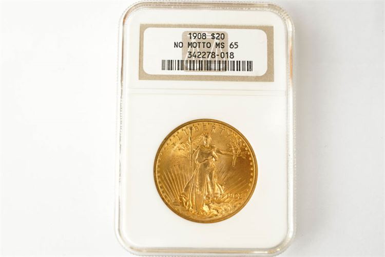 1908 Saint-Gaudens Double Eagle Twenty Dollar Coin