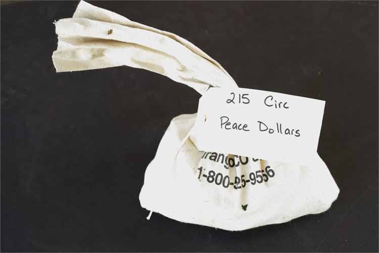 Bag Containing 215 Silver Peace Dollars