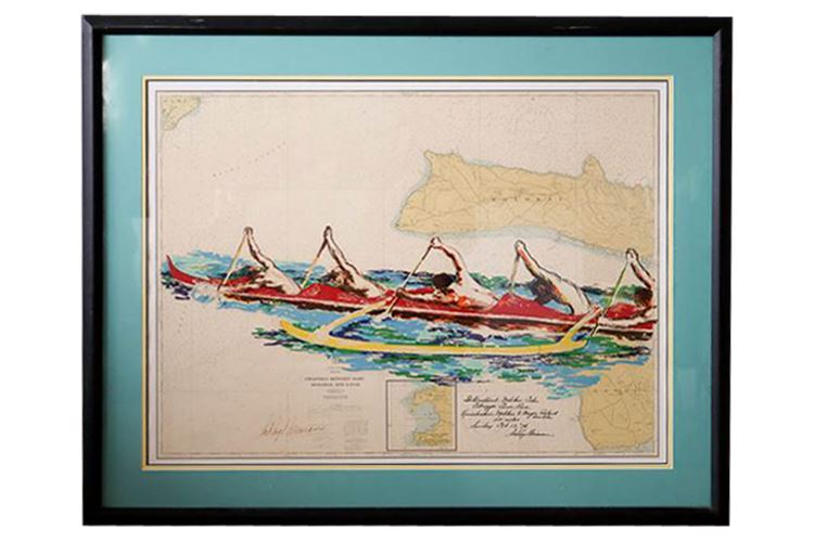 Leroy Neiman Signed Print - 1976 Outrigger Canoe Race
