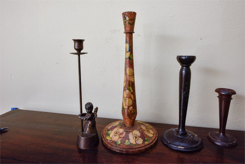 Companies Estate Sales - Nice Collection Antique Carved Wood Candle Holders