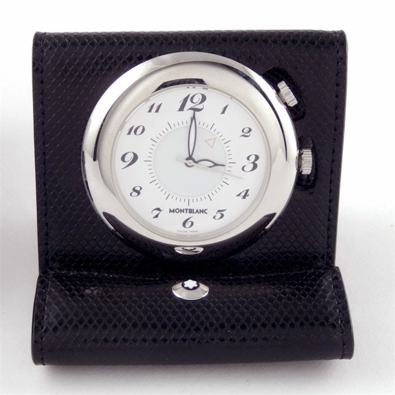 travel alarm clock leather