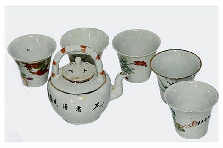 Six (6) Piece Chinese Porcelain Teaset