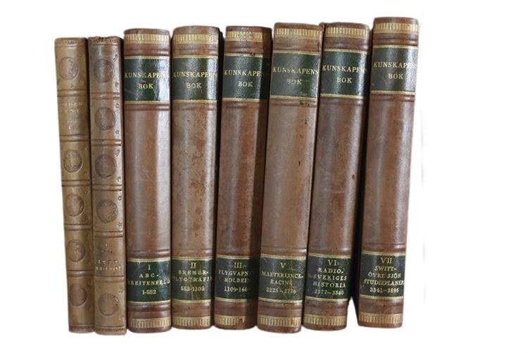 Group Lot Of Leather Bound Books