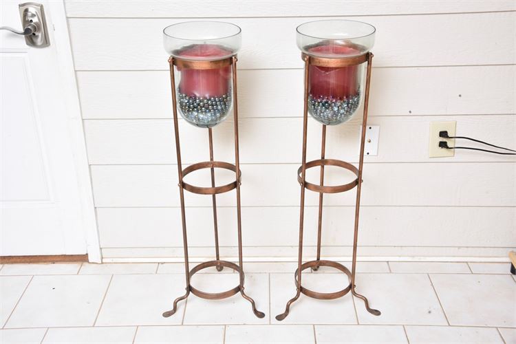 Pair Of  Contemporary Copper Candle Holders