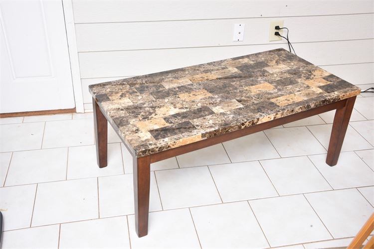 Contemporary Faux Marble Top Coffee Table