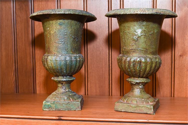 Pair of  Cast-iron Diminutive Classical Style Urns