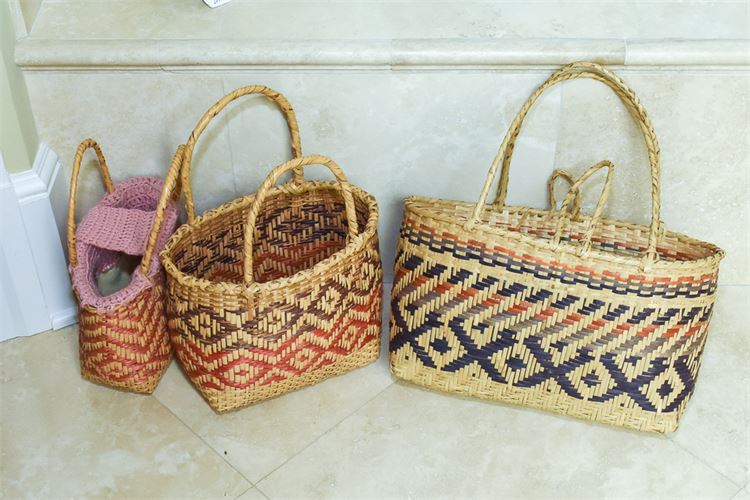 Three Choctaw Indian Bag form Baskets