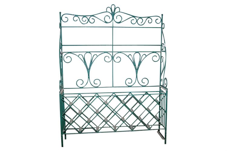 French Style Scrolling Metal Shelves with Wine Rack (1 of 2)