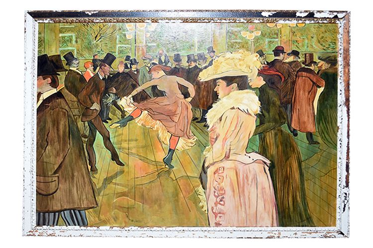 After Toulouse Lautrec, "At the Moulin Rouge" Belle Epoch Style Painting
