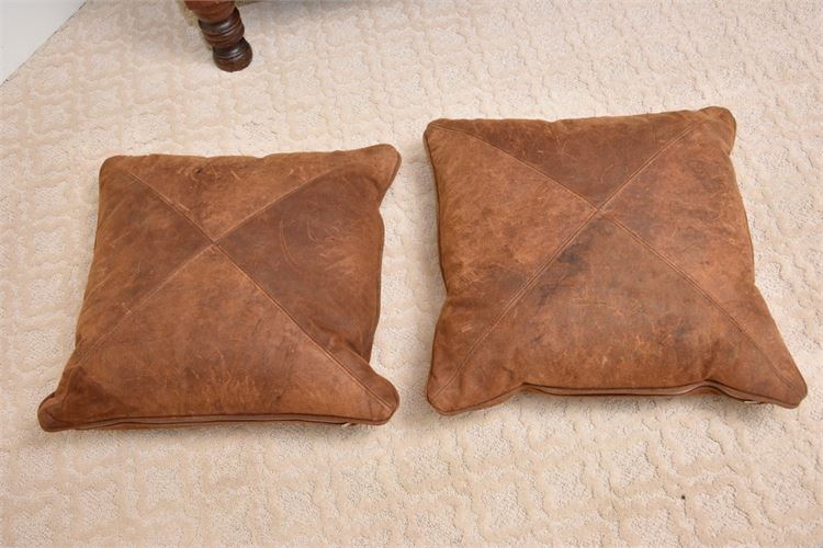 Two (2) Leather Pillows
