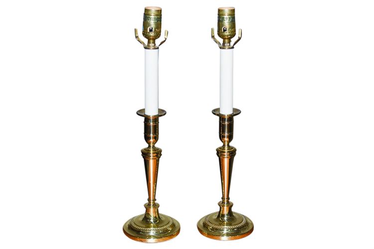 Pair of BALDWIN Brass Candlesticks Lamps