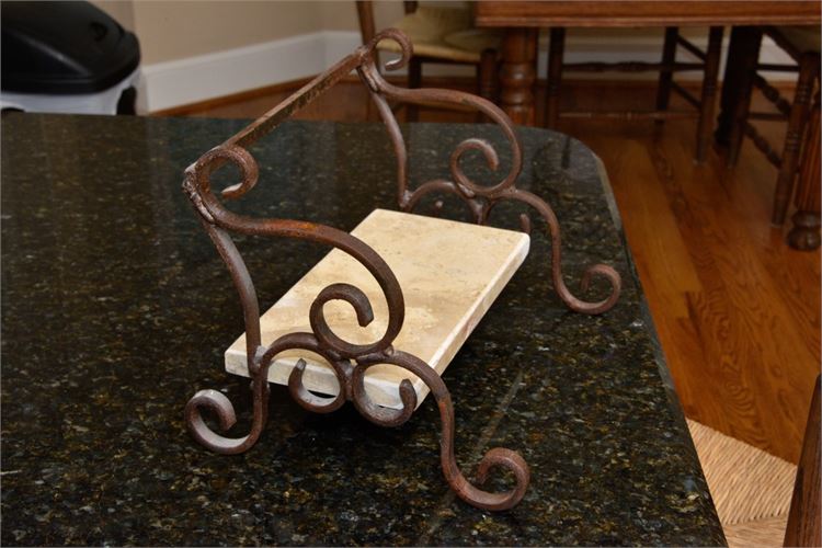 Marble and Iron Decorative Stand / Cookbook Holder