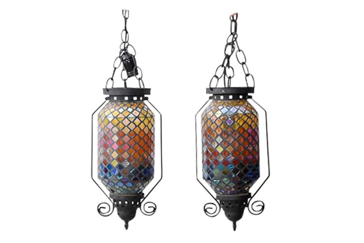 Pair Mediterranean Style Hanging Lanterns