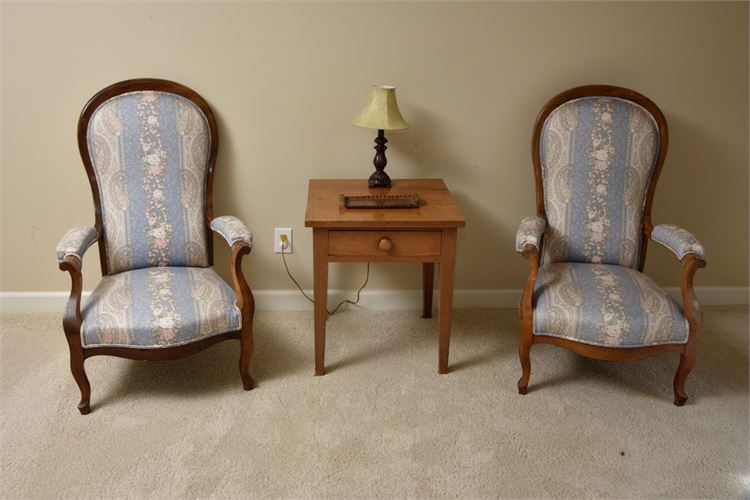 Louis XV Style Beech Wood Open Armchairs