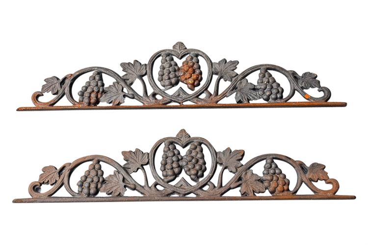 Pair Victorian Style Cast Iron Overdoor Ornaments