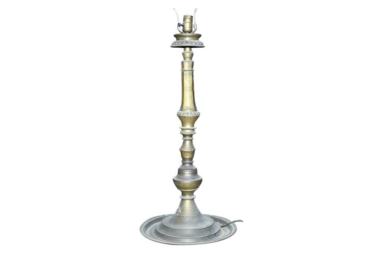 Oversize Brass Candlestick Lamp