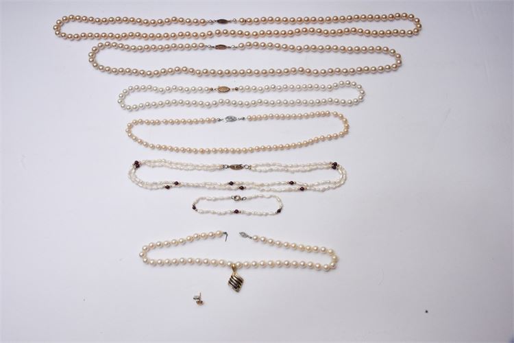 Group Lot Of Pearl Necklaces