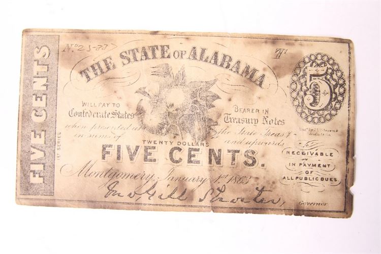 State of Alabama, CSA Confederate $20 Bill
