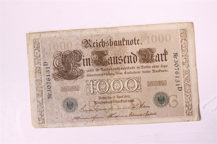 1910  German Reichsbank 1000  Mark Note