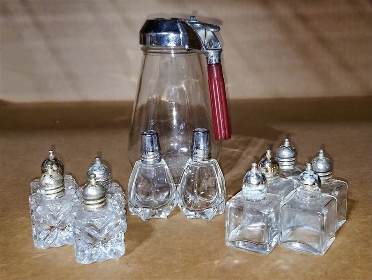 Vintage Lot of Miniature Cut Glass Salt & Pepper Shakers and
