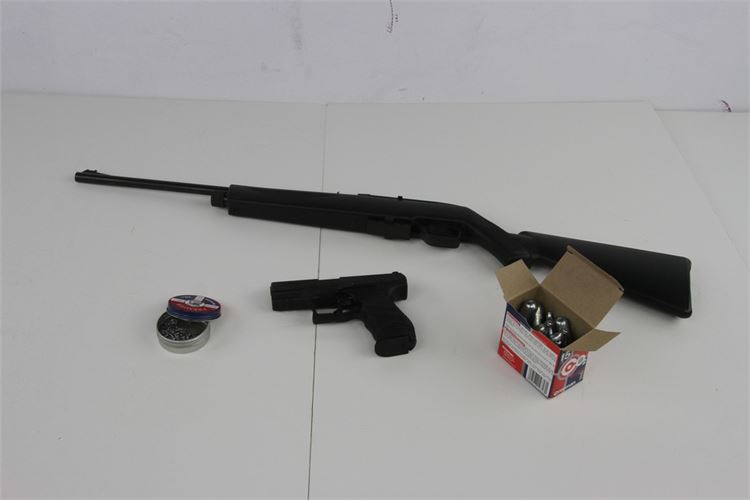 CO2 pellet rifle and pistol with CO2 cartridges and pellets