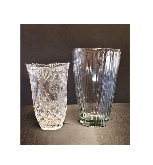 Pair of Diamond Cut & Lead Crystal Vases