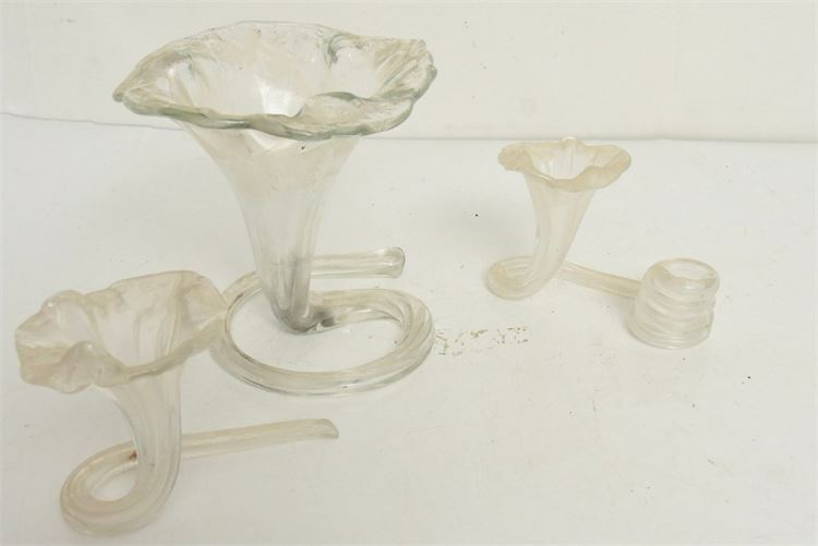 Three Glass "Trumpet" Vases