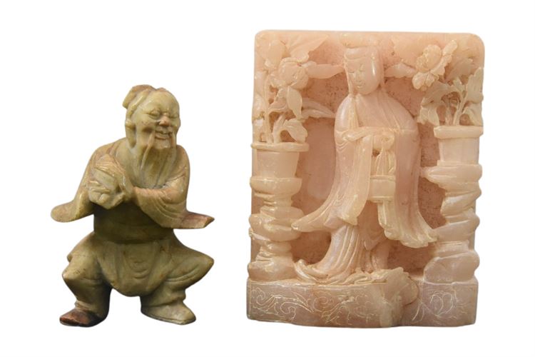 Two Chinese Carved Stone Objects