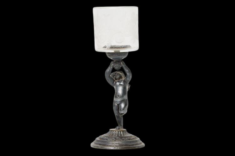 Antique PAIRPOINT #4970 Cherub Pedestal with Cut Glass Shade