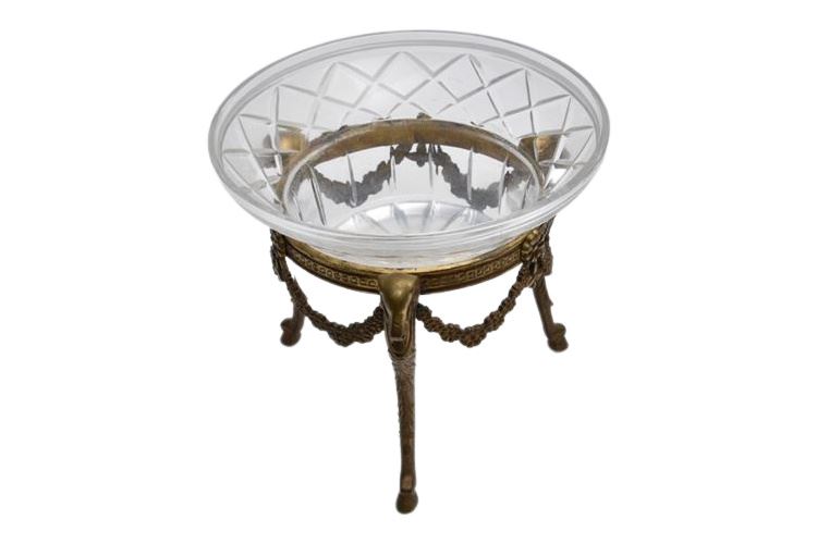 Neoclassical Style Cut Glass Bowl on Stand