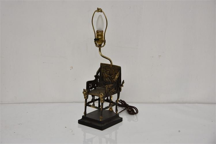 Unusual "Antique Egyptian" Style Chair Mounted as  Lamp