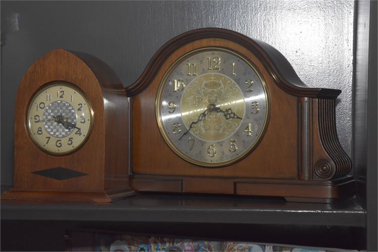 Two (2) Wooden Mantle Clocks