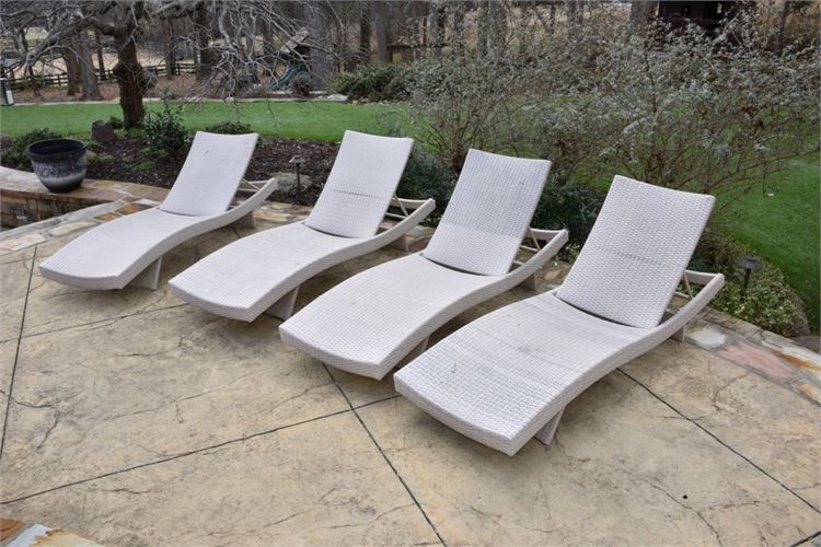 Four (4) Wicker Style Chaise Lounges