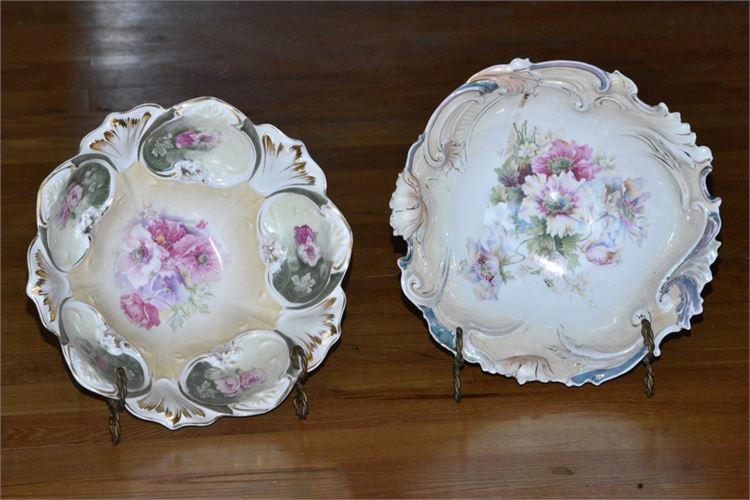 Two (2) RS Germany Hand Painted Center Bowls