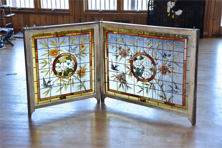 Two (2) Antique Leaded Glass Windows