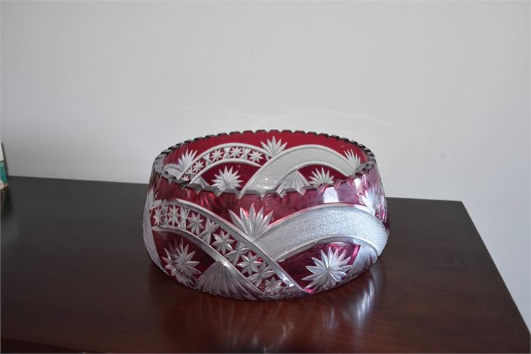 Cranberry and Cut Glass Bowl