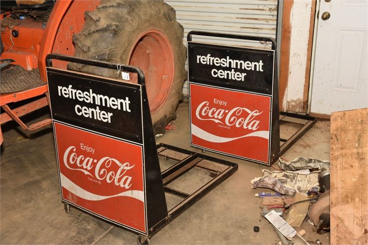 Two (2) COCA-COLA Sign/Trolleys