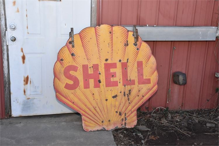 Antique Enameled Metal Shell Gas Sign