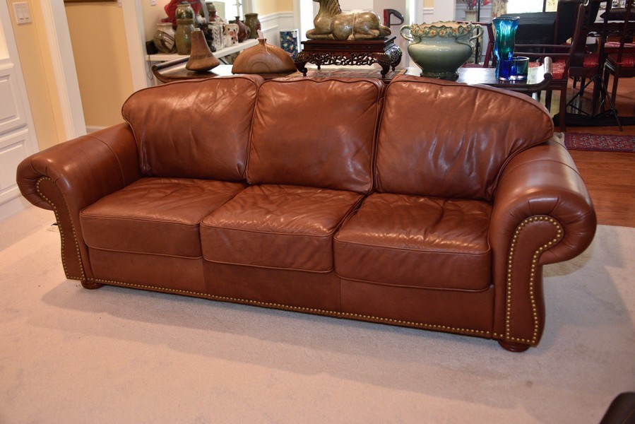 rolled arm leather sofa in color