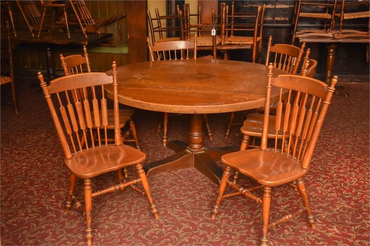 Round Dining Table and Six (6) Chairs