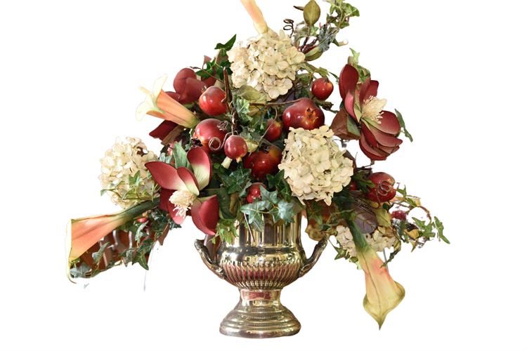 Decorative Urn With Faux Floral Arrangement