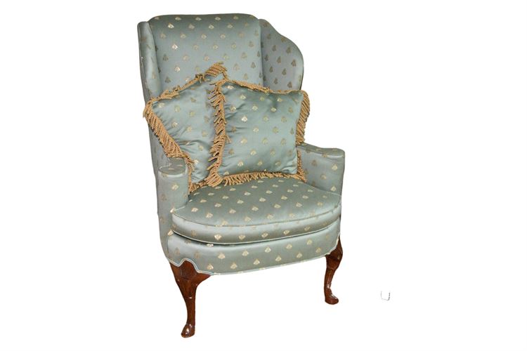 Upholstered Wingback Chair With Accent Pillows