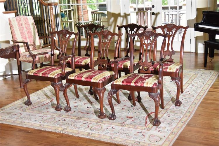 Set Of Six (6) Mahogany Ribbon-back Chairs With Upholstered Seats